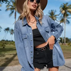 Breezaya Flap Pocket Drop Shoulder Denim Shirt