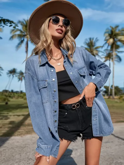 Breezaya Flap Pocket Drop Shoulder Denim Shirt